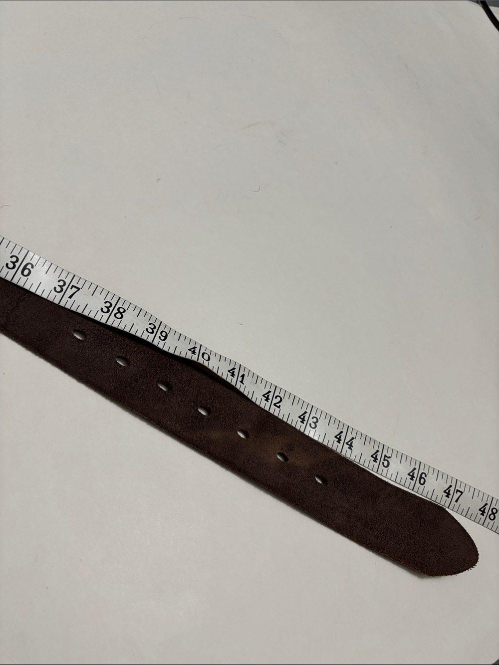 Full Grain Brown Leather Belt with Ornate Silver-Tone Floral Buckle - Picture 13 of 16